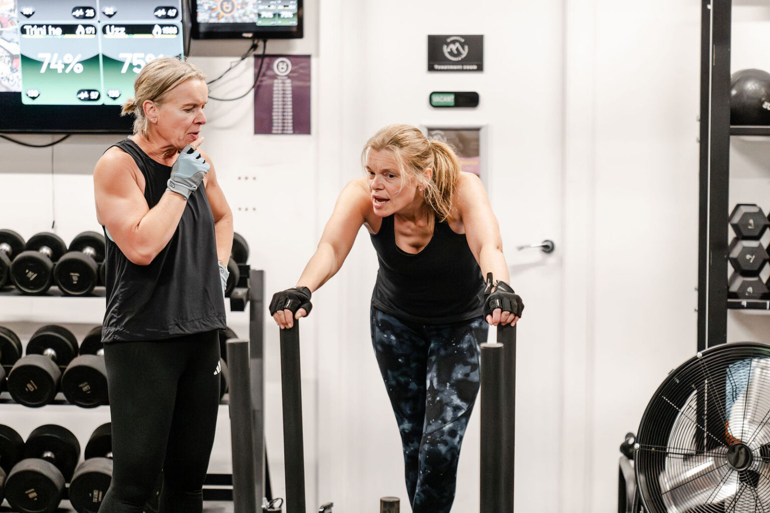 Two members training side by side